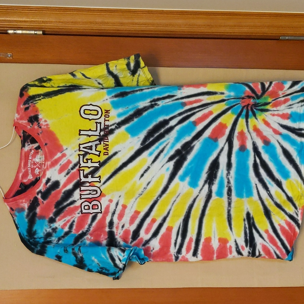Buffalo David Bitton LA 1972 Embroidered Tie Dye Shirt Size Extra Large XL